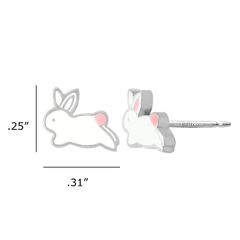 Boma Jewelry Sterling Silver Enamel White Bunny Rabbit Stud Earrings - Image 4
